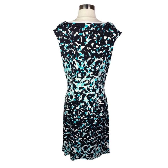 Larry Levine Blue Patterned Midi Dress - Size Medium - Picture 5 of 6